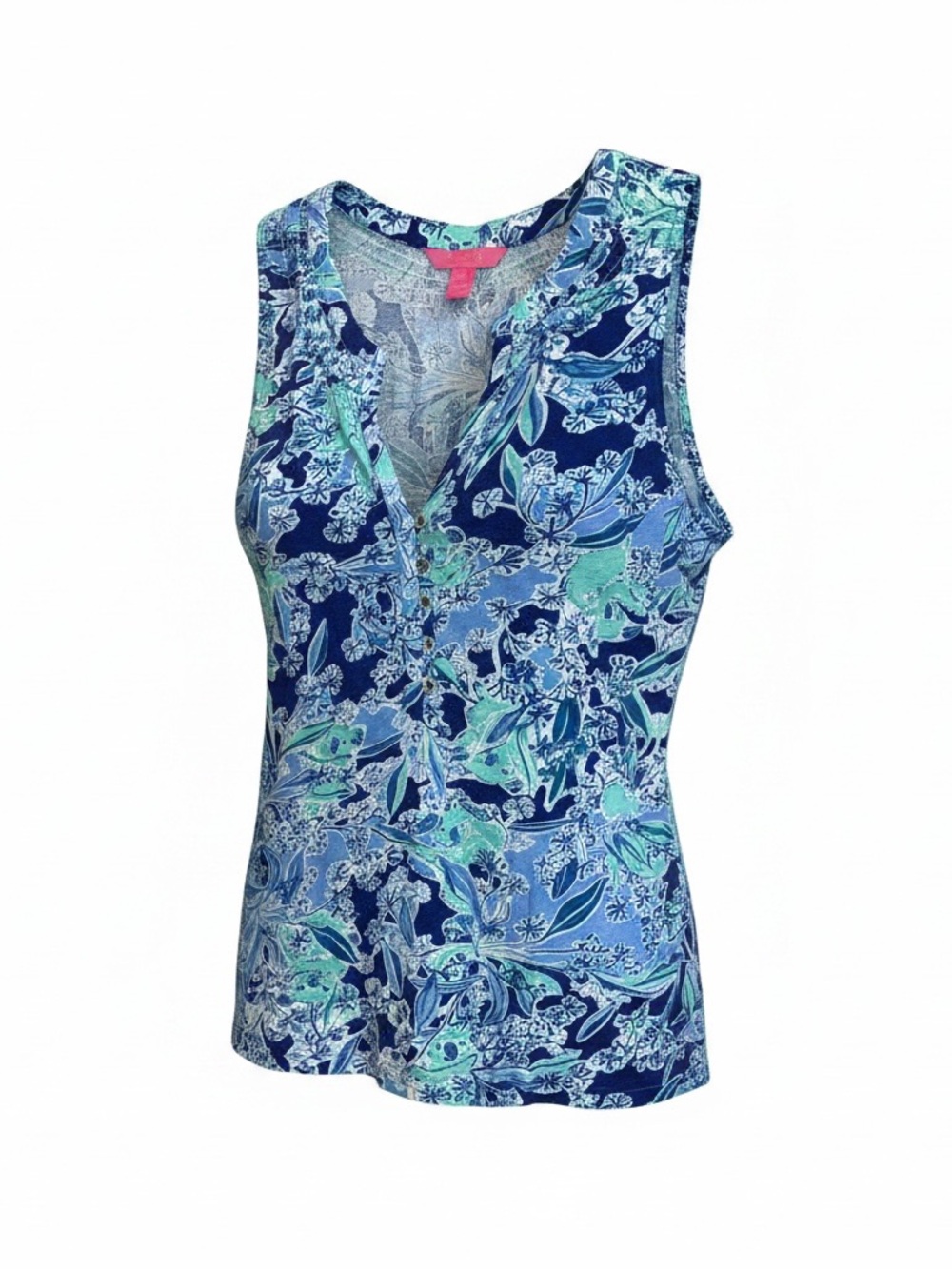 Lilly Pulitzer Blue Tropical Tank Top | Sleeveless | Size M